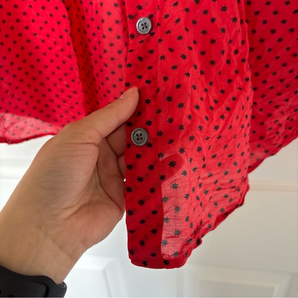 Equipment Red Patterned Button Down Size Small - image 4